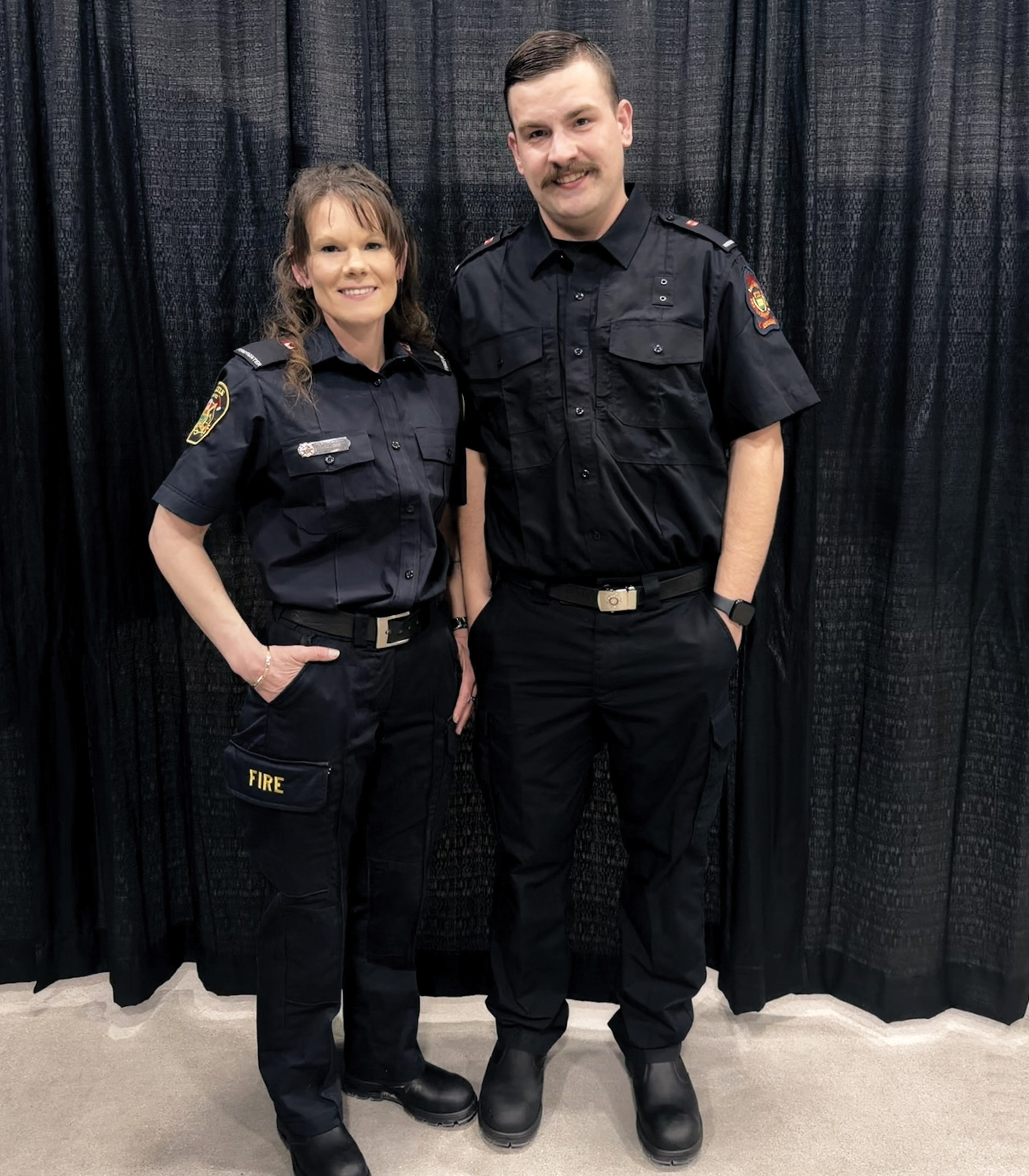 Michelle Orsted and her son Austin Dovell help protect their communities through their work as firefighters.      